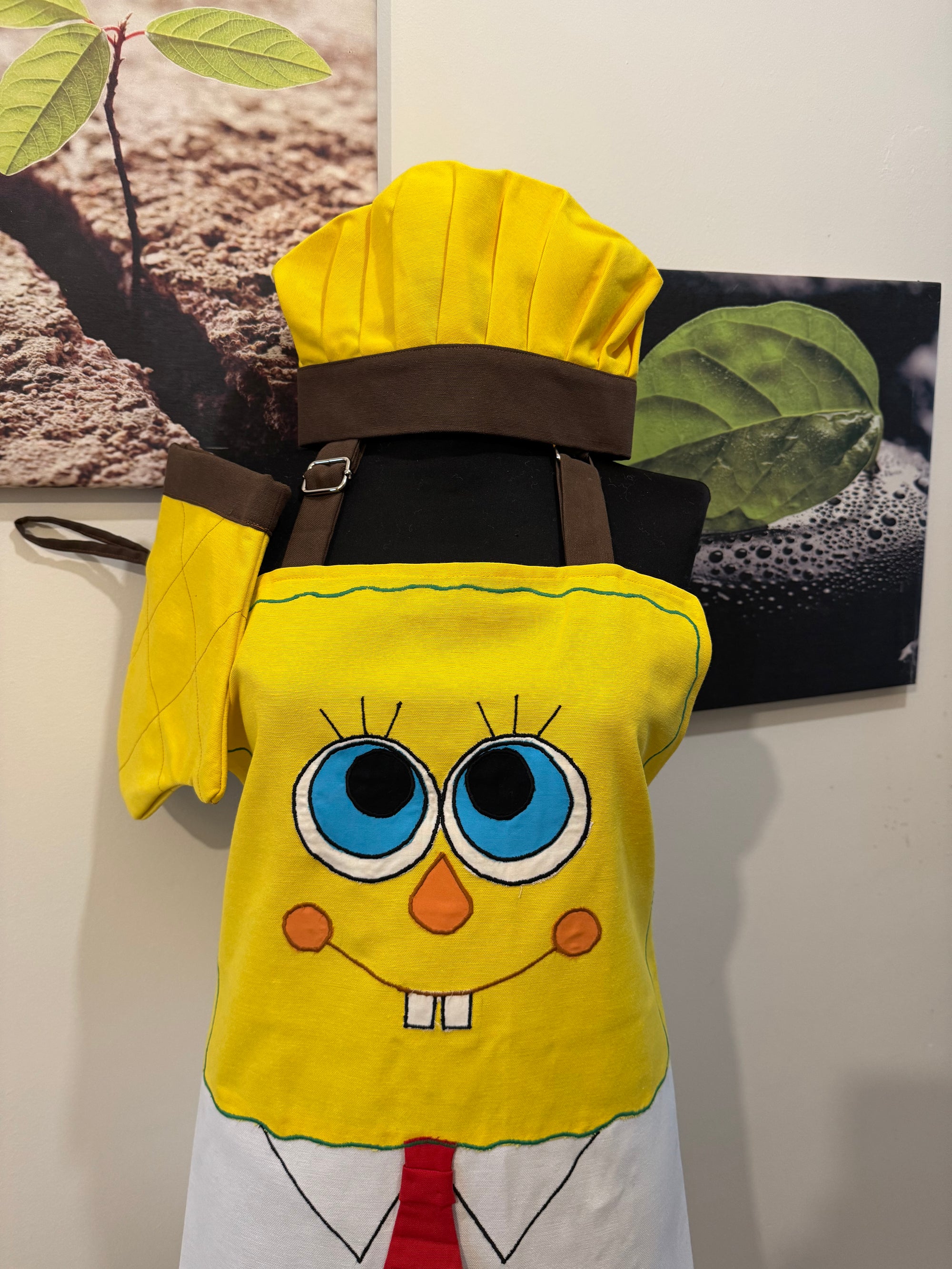El Yapımı Sünger Bob Karakterli Mutfak Önlüğü Seti (3 Parça)