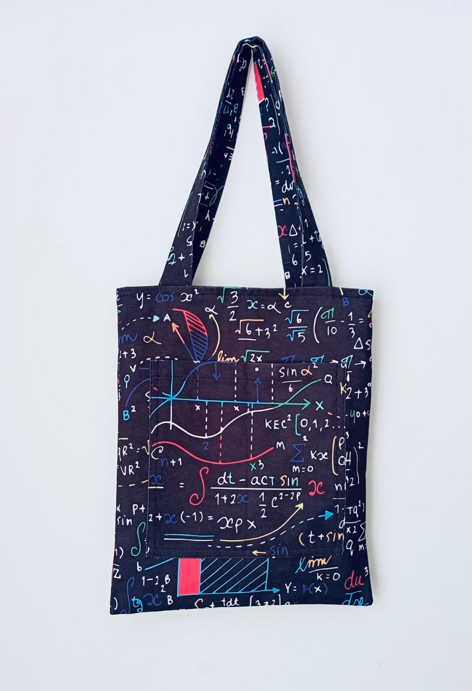 Matematik Formülleri Desenli Siyah Tote Bag | Sayısalcı Omuz Çantası