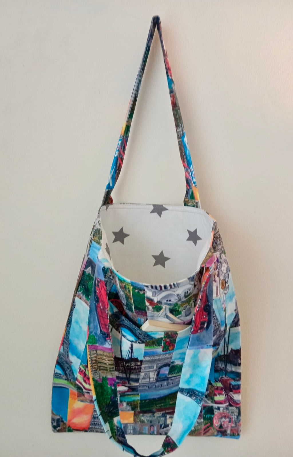 Sanatsal Avrupa Kolaj Desenli Cepli Bez Çanta | Tote Bag