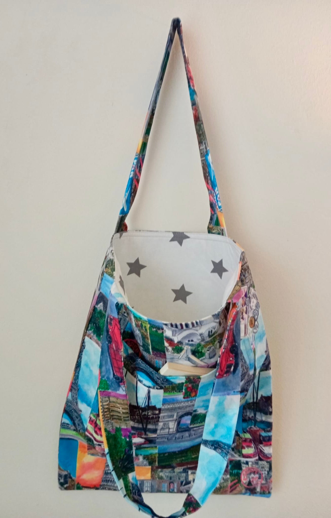 Sanatsal Avrupa Kolaj Desenli Cepli Bez Çanta | Tote Bag