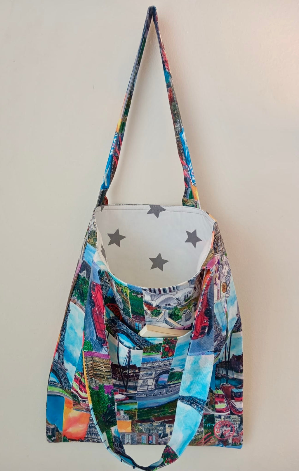 Sanatsal Avrupa Kolaj Desenli Cepli Bez Çanta | Tote Bag