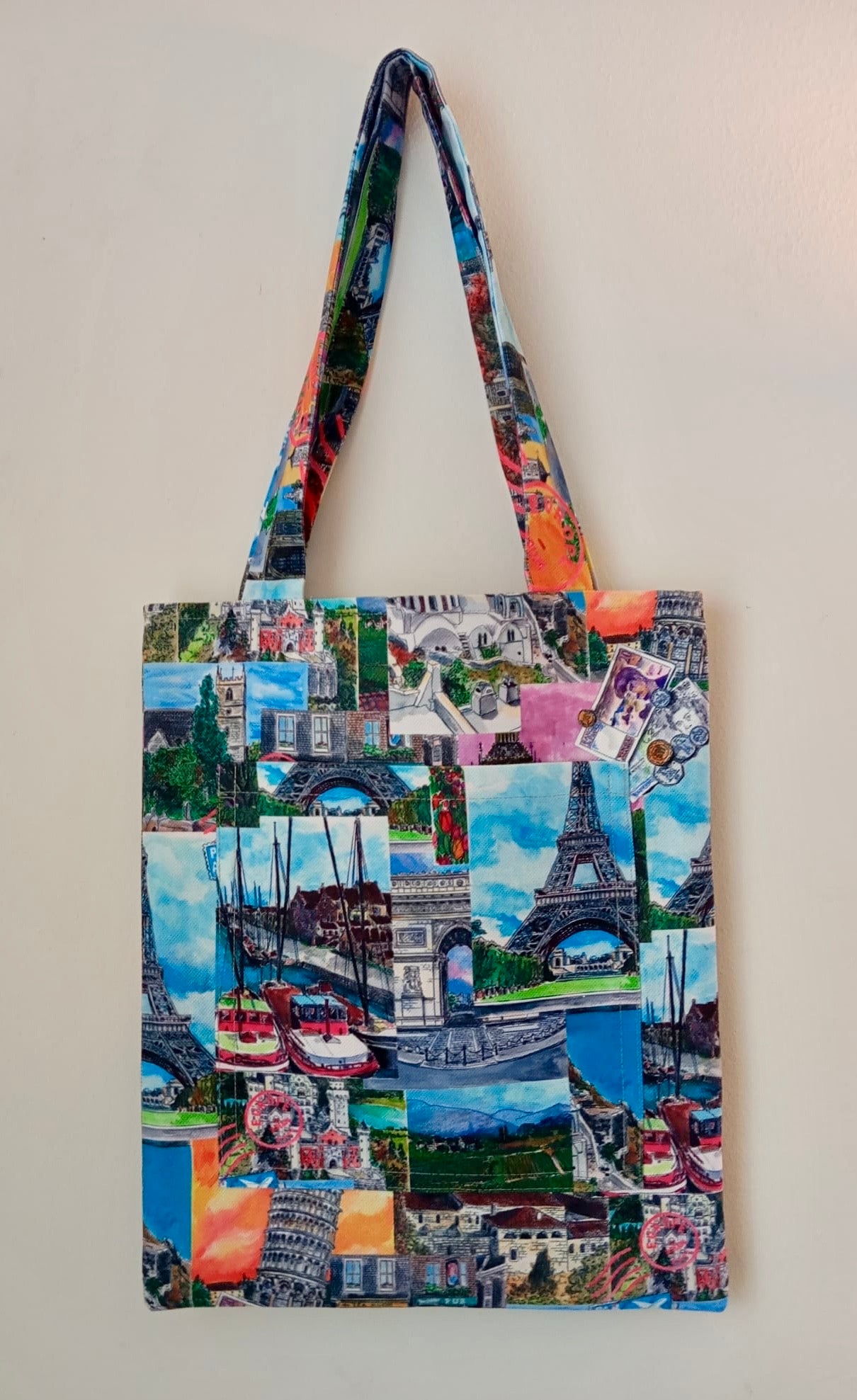 Sanatsal Avrupa Kolaj Desenli Cepli Bez Çanta | Tote Bag