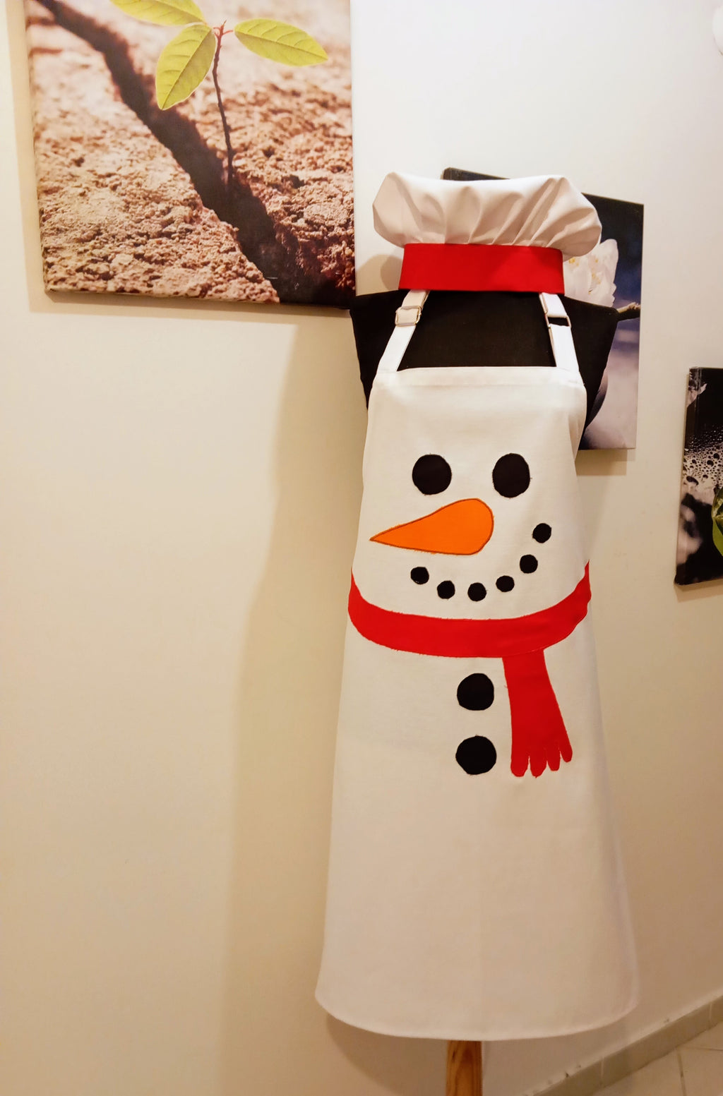 Kardan Adam Mutfak Önlüğü ve Şef Şapkası Seti - Yılbaşı Özel - El Yapımı