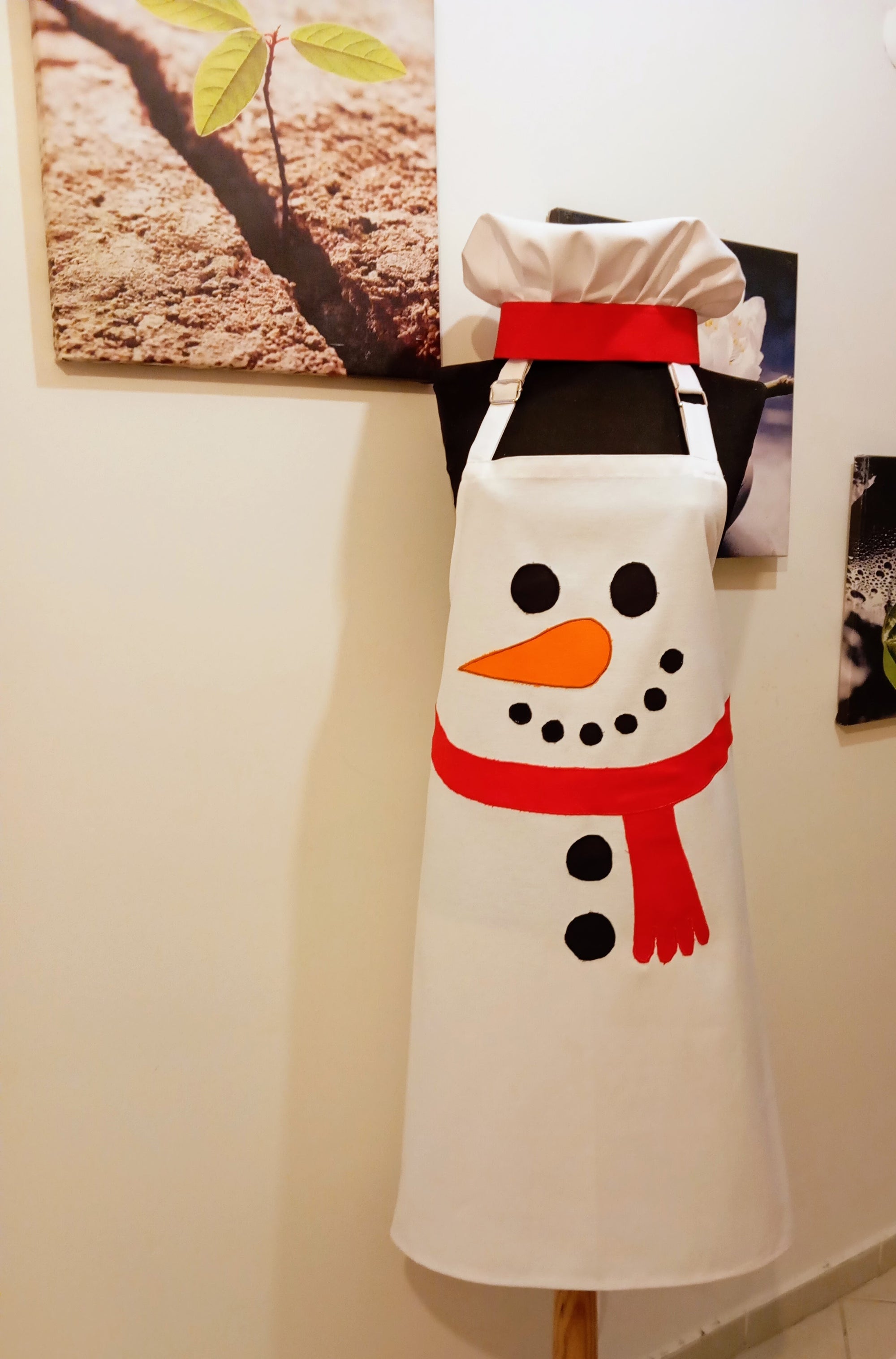 Kardan Adam Mutfak Önlüğü ve Şef Şapkası Seti - Yılbaşı Özel - El Yapımı