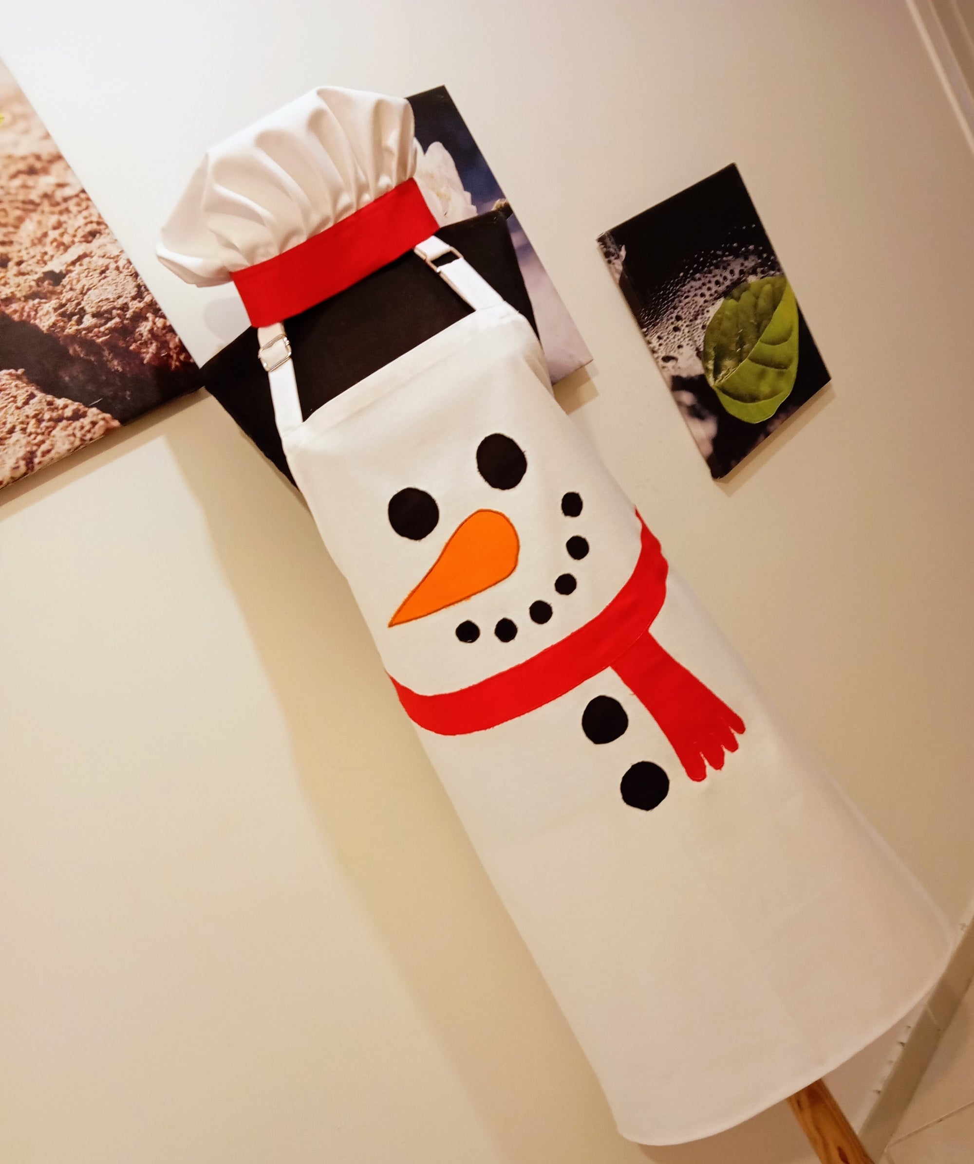 Kardan Adam Mutfak Önlüğü ve Şef Şapkası Seti - Yılbaşı Özel - El Yapımı