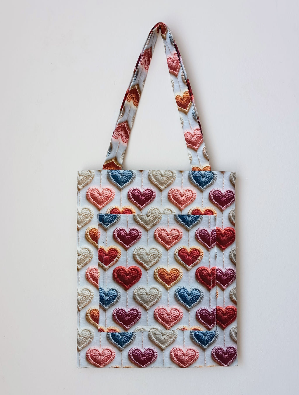 Kalp Desenli Tote Bag - 3D Efektli, Cepli ve Astarlı Omuz Çantası, Sevgililer Günü