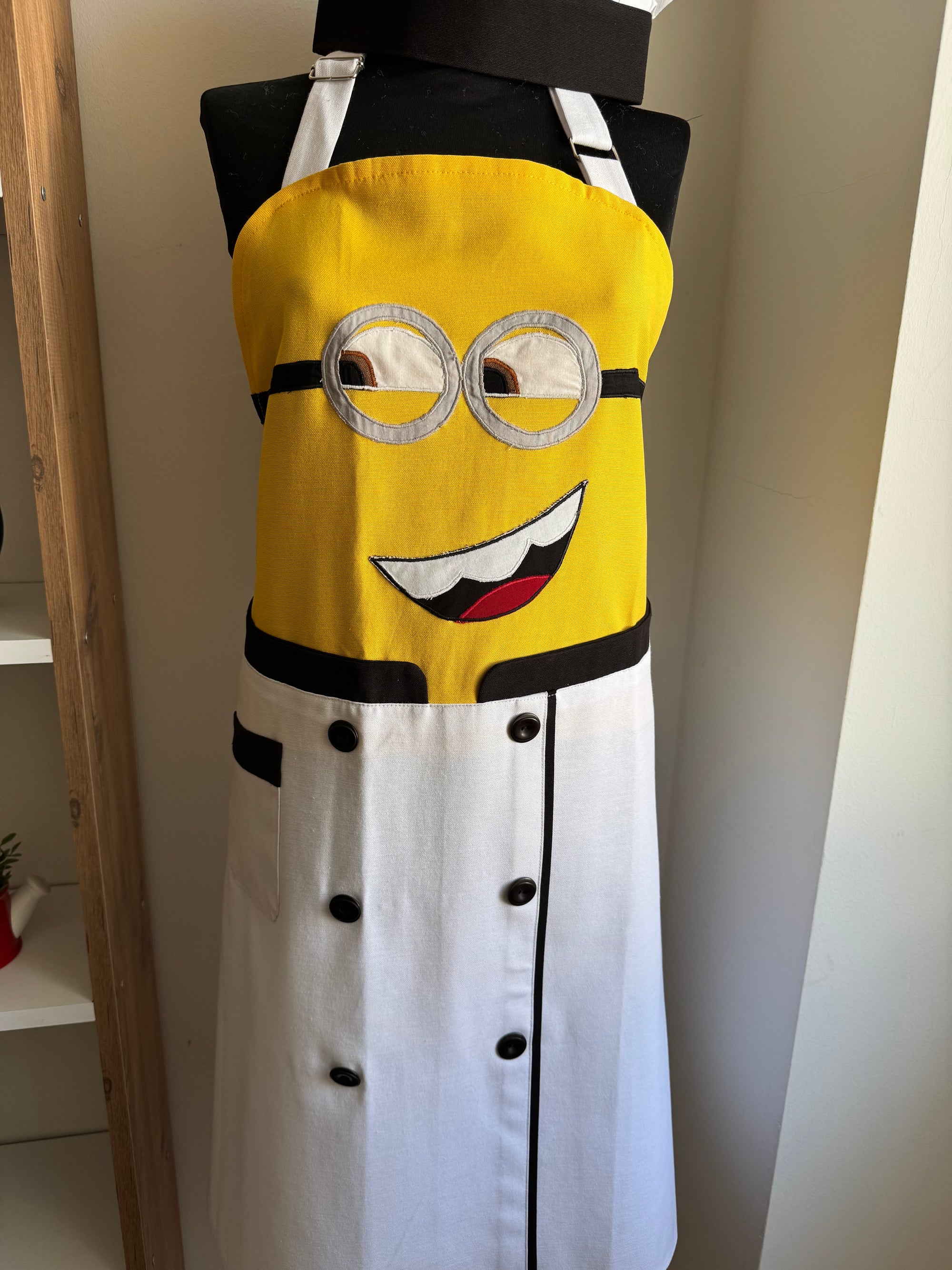 Minyon (Minion) Aşçı Kostümü Mutfak Önlüğü Seti - Beyaz