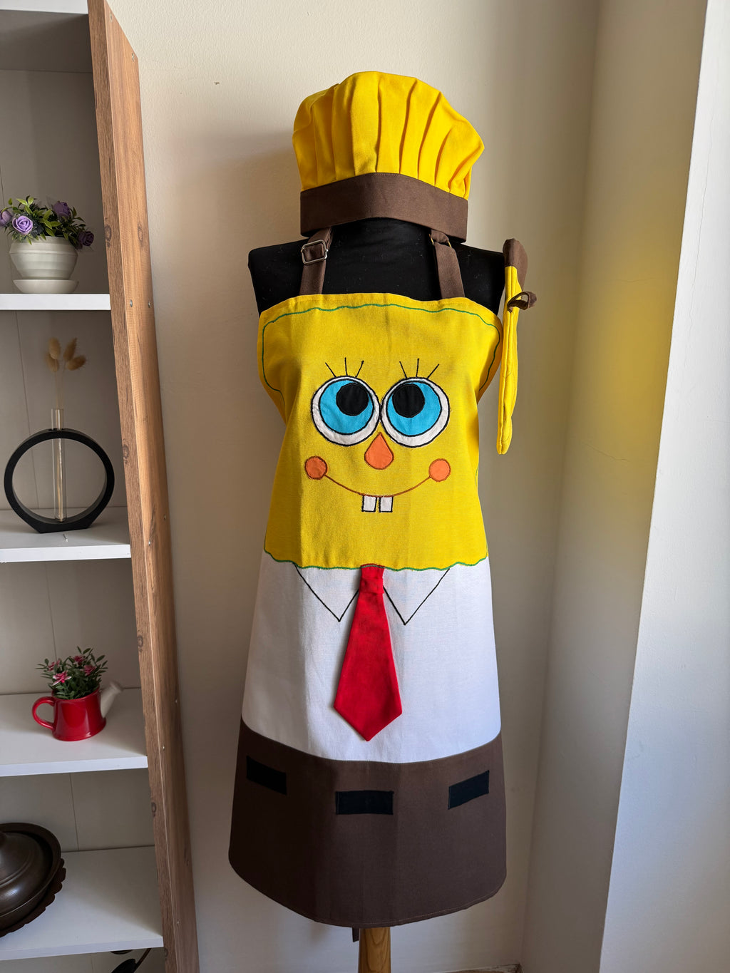 El Yapımı Sünger Bob Karakterli Mutfak Önlüğü Seti (3 Parça)