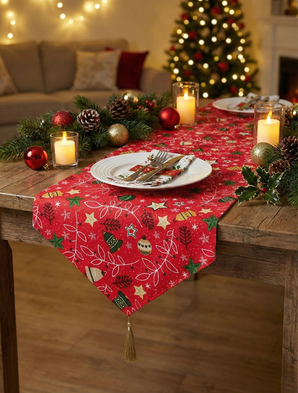 Yeni Yıl Sofraları İçin Şık ve Kaliteli Kırmızı Runner