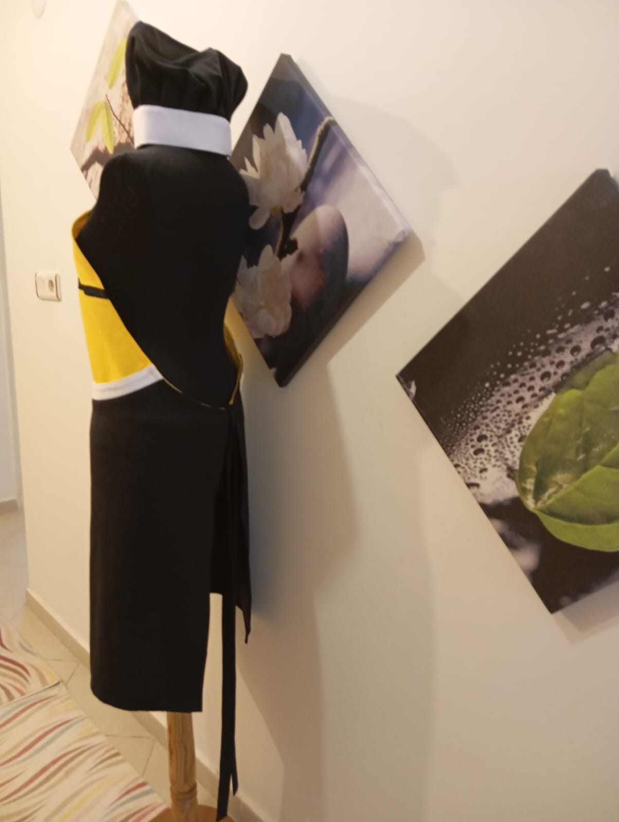 Minyon (Minion) Aşçı Kostümü Mutfak Önlüğü Seti - Siyah